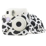 กระเป๋าเคสกล้องหนัง PU ลายวัวนมเต็มตัวพร้อมสายสำหรับ FUJIFILM instax mini 7+, ลายวัวนม