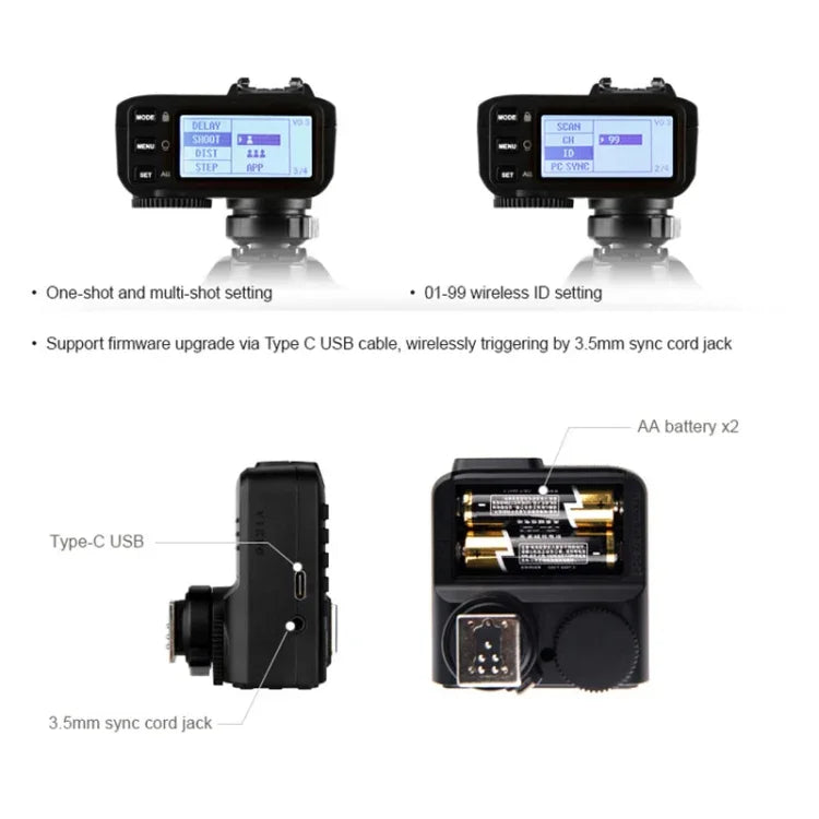ตัวกระตุ้นแฟลชไร้สาย Bluetooth Godox X2T-O E-TTL II สำหรับ Panasonic / Olympus, X2T-O สำหรับ Panasonic / Olympus