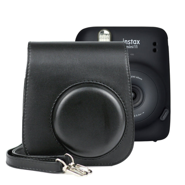 กระเป๋าเคสกล้องหนังสีพื้นแบบเต็มตัวพร้อมสายสะพาย สำหรับ FUJIFILM Instax mini 11