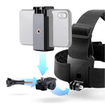สายรัดหัวยืดหยุ่นพร้อมที่หนีบโทรศัพท์ สกรู และอะแดปเตอร์แบบ S สำหรับ GoPro HERO10 Black / HERO9 Black /8 /7 /6 /5, Xiaoyi และกล้องแอคชั่นอื่นๆ, สมาร์ทโฟน