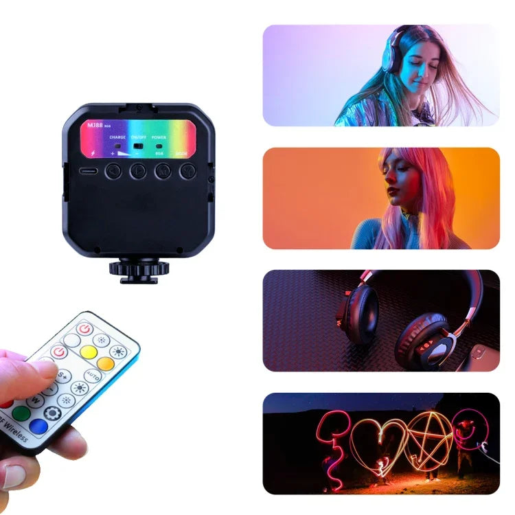ไฟเติมความงามสีเต็ม MJ88 Pocket 3000-7000K+RGB สำหรับกล้องถ่ายภาพและสตรีมเมอร์ พร้อมรีโมทคอนโทรล, MJ88
