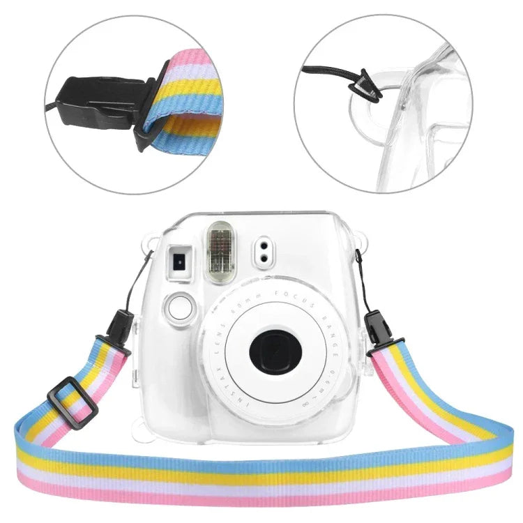 เคสคริสตัลป้องกันพร้อมสายรัดสำหรับ FUJIFILM instax mini 9 / mini 8+ / mini 8, สำหรับ FUJIFILM instax mini 9