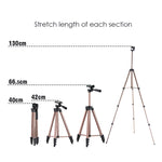 ขาตั้งกล้องอลูมิเนียมอัลลอยด์พับได้ 4 ท่อน 130 ซม. พร้อมหัวสามมิติ, L-3130 สีเงิน, L-3130 สีดำ, L-3130 สีทองแชมเปญ