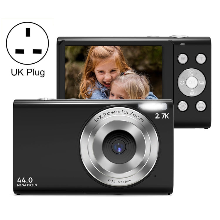 กล้องดิจิตอล DC402 ขนาด 2.4 นิ้ว 44MP ซูม 16X 2.7K Full HD สำหรับเด็ก พร้อมปลั๊ก UK