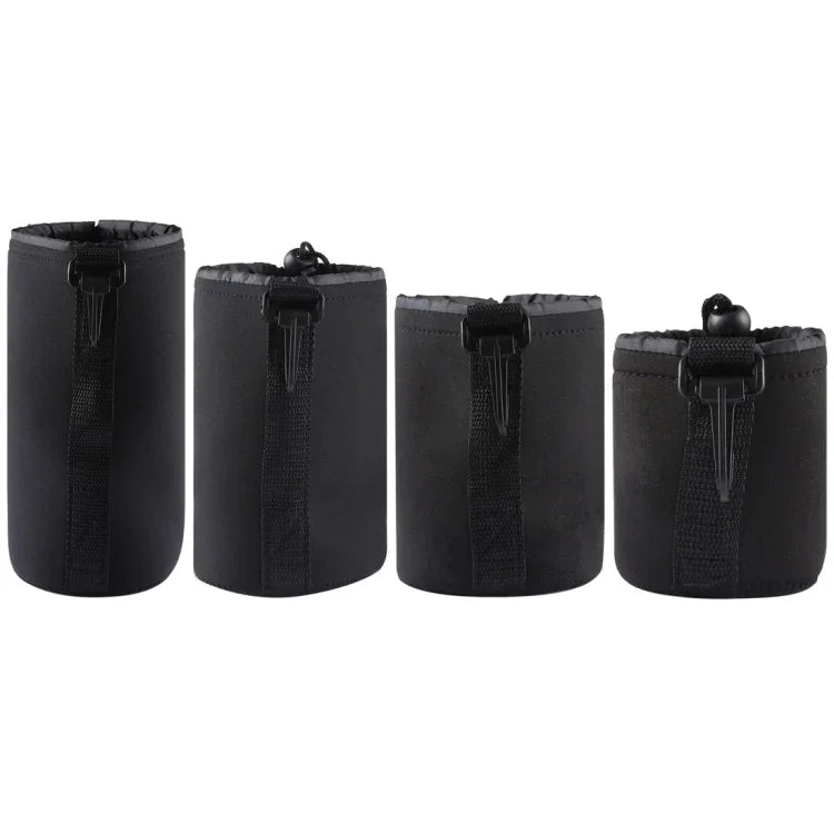 กระเป๋าใส่เลนส์กล้อง SLR เนโอพรีน 4 ชิ้น พร้อมตะขอเกี่ยว ขนาด: 10x22ซม., 10x14ซม., 10x18ซม., 8x10ซม., 4 ขนาด