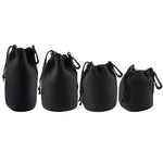 กระเป๋าใส่เลนส์กล้อง SLR เนโอพรีน 4 ชิ้น พร้อมตะขอเกี่ยว ขนาด: 10x22ซม., 10x14ซม., 10x18ซม., 8x10ซม., 4 ขนาด