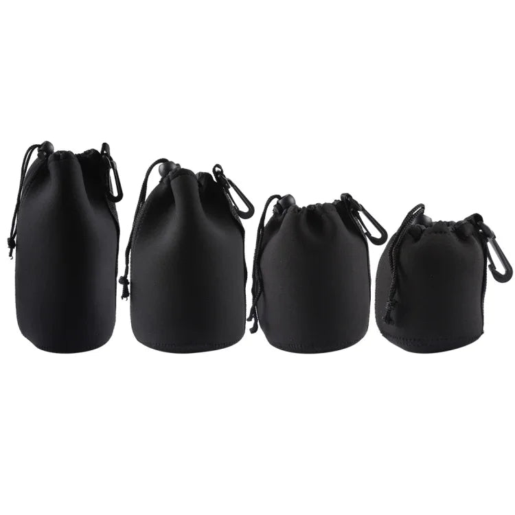 กระเป๋าใส่เลนส์กล้อง SLR เนโอพรีน 4 ชิ้น พร้อมตะขอเกี่ยว ขนาด: 10x22ซม., 10x14ซม., 10x18ซม., 8x10ซม., 4 ขนาด