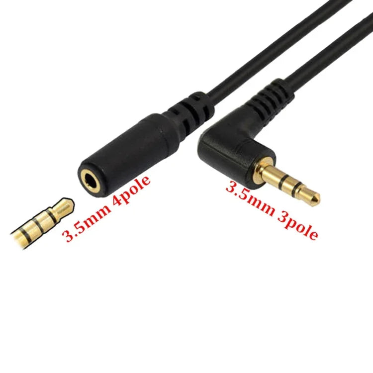 สายอะแดปเตอร์ไมโครโฟน 3.5 มม. ตัวผู้เป็นตัวเมีย แบบข้อศอก 13 ซม. 5 ชิ้น