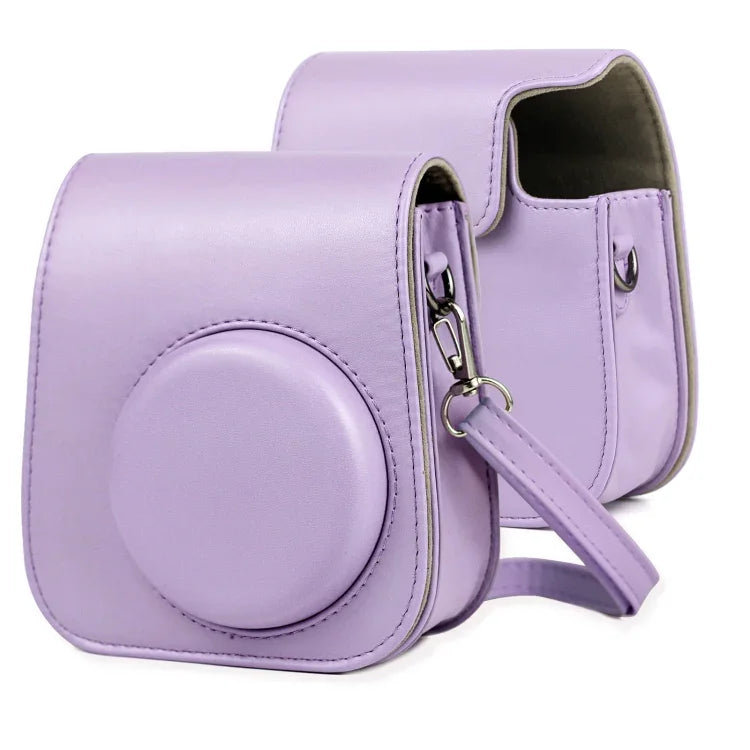 กระเป๋ากล้องหนังแบบเต็มตัวพร้อมสายสะพายไหล่สำหรับ FUJIFILM Instax mini 11 สีม่วง