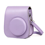 กระเป๋ากล้องหนังแบบเต็มตัวพร้อมสายสะพายไหล่สำหรับ FUJIFILM Instax mini 11 สีม่วง
