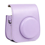 กระเป๋ากล้องหนังแบบเต็มตัวพร้อมสายสะพายไหล่สำหรับ FUJIFILM Instax mini 11 สีม่วง
