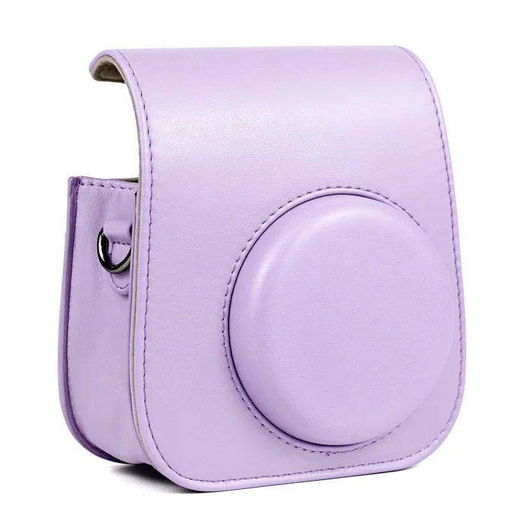 กระเป๋ากล้องหนังแบบเต็มตัวพร้อมสายสะพายไหล่สำหรับ FUJIFILM Instax mini 11 สีม่วง