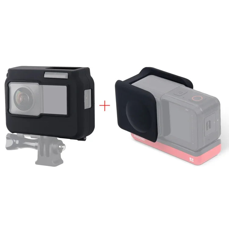 สำหรับเคสซิลิโคนกันกระแทก Insta360 One R กล้องพาโนรามาพร้อมกรอบและฝาปิดเลนส์, เคสพาโนรามา + ฝาปิดเลนส์