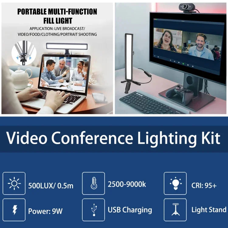 ไฟ LED ไลฟ์วิดีโอ USB LUXCeO WS66 2500K-9000K สีสองโทน สำหรับแล็ปท็อปและประชุม