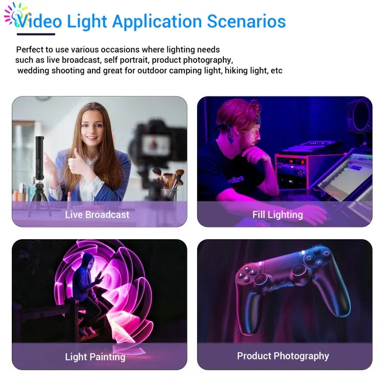 ไฟเติมภาพถ่ายและวิดีโอ RGB LUXCeO P100 แบบถือมือ พร้อมรีโมทคอนโทรล P100
