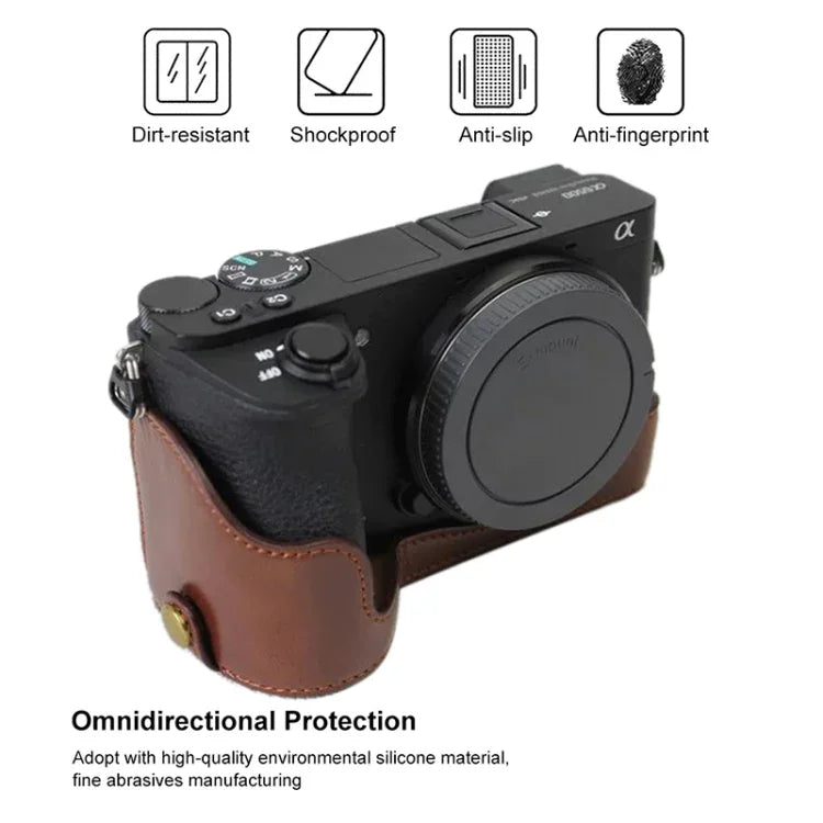 ฐานเคสกล้องหนัง PU ครึ่งตัวเกลียว 1/4 นิ้ว สำหรับ Sony ILCE-A6500 / A6500, สำหรับ Sony ILCE-A6500 / A6500
