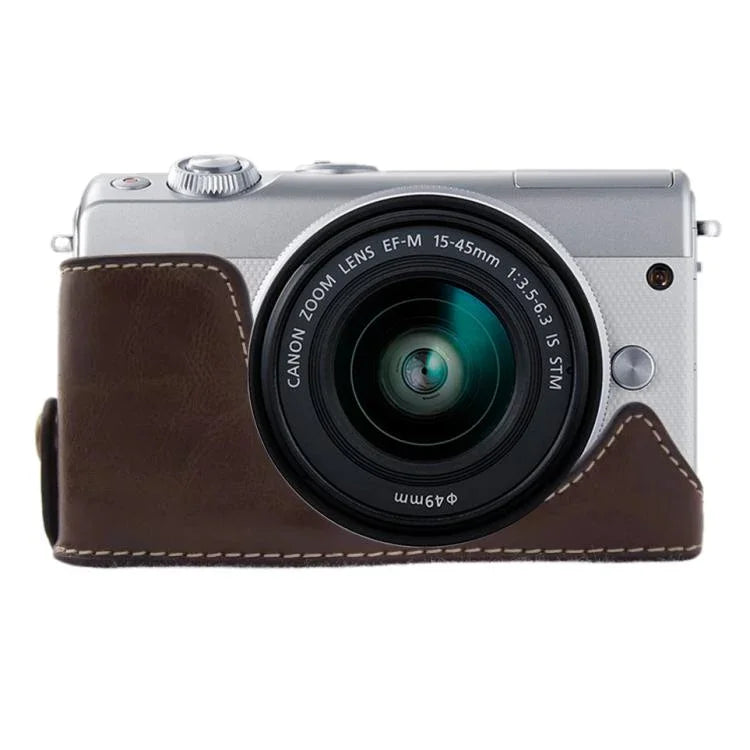 ฐานเคสกล้องหนัง PU ครึ่งตัวเกลียว 1/4 นิ้ว สำหรับ Canon EOS M100, สำหรับ Canon EOS M100