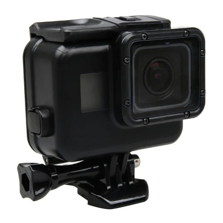 2 in 1 ฝาหลังหน้าจอสัมผัส GoPro HERO5 + เคสกันน้ำ 45 ม. (ไม่ต้องถอดเลนส์เมื่อติดตั้ง) พร้อมตะขอและฐานยึดสกรู, ไม่ต้องถอดเลนส์
