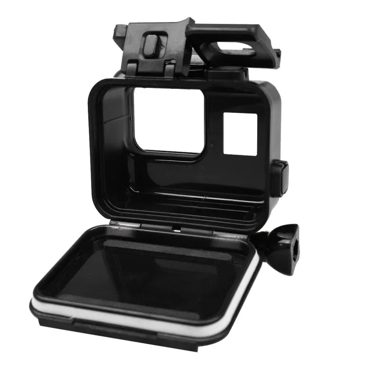 2 in 1 ฝาหลังหน้าจอสัมผัส GoPro HERO5 + เคสกันน้ำ 45 ม. (ไม่ต้องถอดเลนส์เมื่อติดตั้ง) พร้อมตะขอและฐานยึดสกรู, ไม่ต้องถอดเลนส์