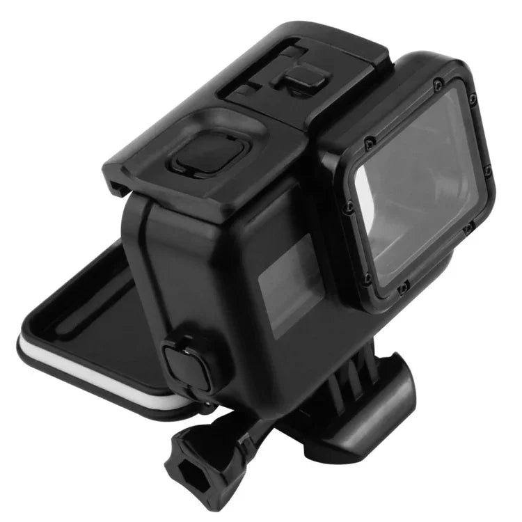 2 in 1 ฝาหลังหน้าจอสัมผัส GoPro HERO5 + เคสกันน้ำ 45 ม. (ไม่ต้องถอดเลนส์เมื่อติดตั้ง) พร้อมตะขอและฐานยึดสกรู, ไม่ต้องถอดเลนส์