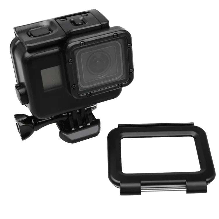 2 in 1 ฝาหลังหน้าจอสัมผัส GoPro HERO5 + เคสกันน้ำ 45 ม. (ไม่ต้องถอดเลนส์เมื่อติดตั้ง) พร้อมตะขอและฐานยึดสกรู, ไม่ต้องถอดเลนส์
