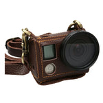 เคสหนังแท้ลายลิ้นจี่สำหรับ GoPro HERO4 พร้อมสายสะพาย, ลายลิ้นจี่ (สีน้ำตาล)