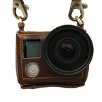 เคสหนังแท้ลายลิ้นจี่สำหรับ GoPro HERO4 พร้อมสายสะพาย, ลายลิ้นจี่ (สีน้ำตาล)