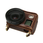 เคสหนังแท้ลายลิ้นจี่สำหรับ GoPro HERO4 พร้อมสายสะพาย, ลายลิ้นจี่ (สีน้ำตาล)