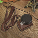 เคสหนังแท้ลายลิ้นจี่สำหรับ GoPro HERO4 พร้อมสายสะพาย, ลายลิ้นจี่ (สีน้ำตาล)