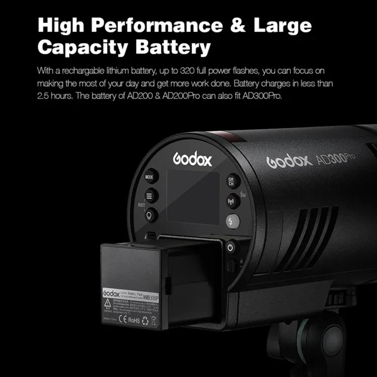 ชุดแฟลชพกพา Godox AD300 Pro 300Ws TTL HSS สำหรับถ่ายภาพกลางแจ้ง, AD300 Pro