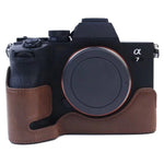 ฐานเคสกล้องหนัง PU ครึ่งตัวพร้อมเกลียว 1/4 นิ้ว สำหรับ Sony A7 IV, สำหรับ Sony A7 IV