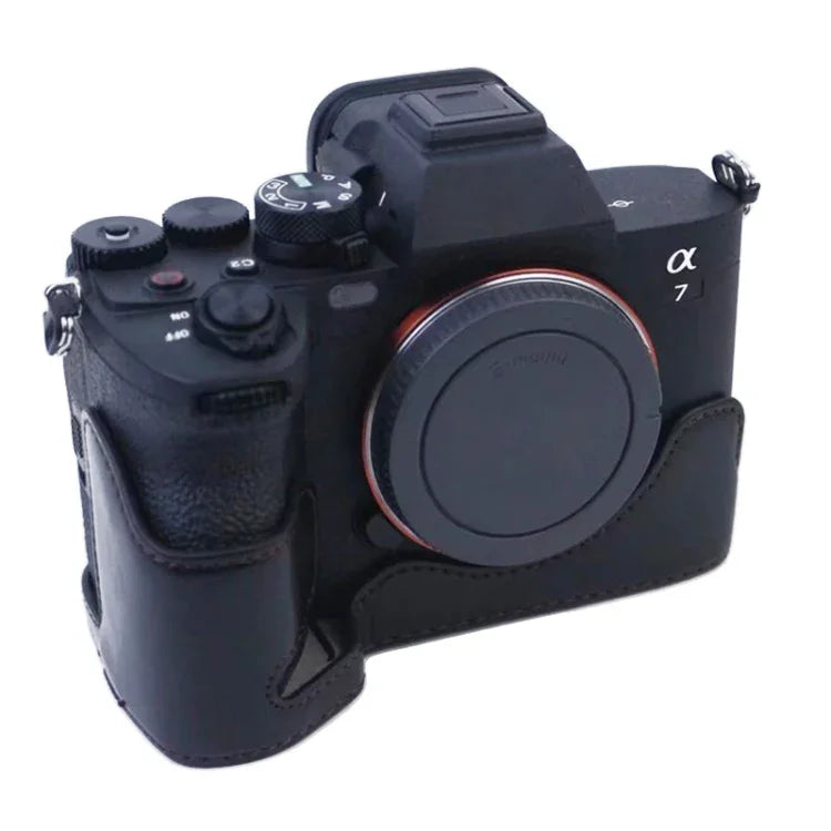 ฐานเคสกล้องหนัง PU ครึ่งตัวพร้อมเกลียว 1/4 นิ้ว สำหรับ Sony A7 IV, สำหรับ Sony A7 IV