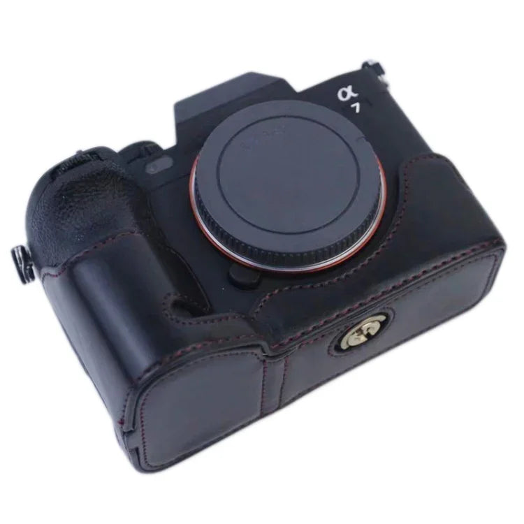 ฐานเคสกล้องหนัง PU ครึ่งตัวพร้อมเกลียว 1/4 นิ้ว สำหรับ Sony A7 IV, สำหรับ Sony A7 IV