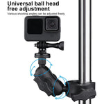 360 Rotation Adjustable Action Camera Bike Motorcycle Handlebar Holder with Phone Clamp, Standard Version with Phone Clamp