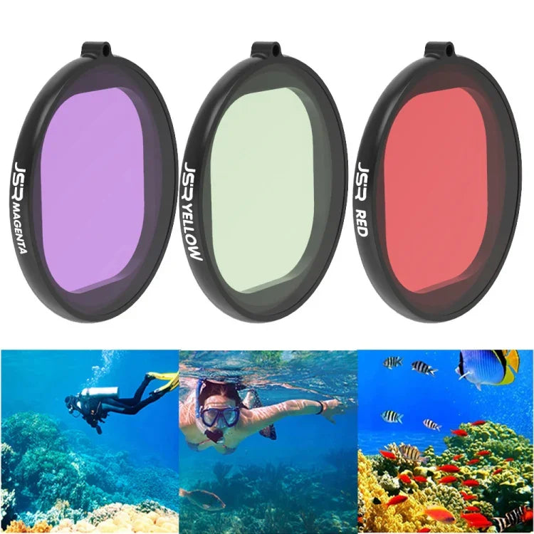ฟิลเตอร์เลนส์สีแดง + เหลือง + ม่วง 3 in 1 แบบกลม JSR สำหรับ GoPro HERO8 Black, ฟิลเตอร์สี 3 in 1