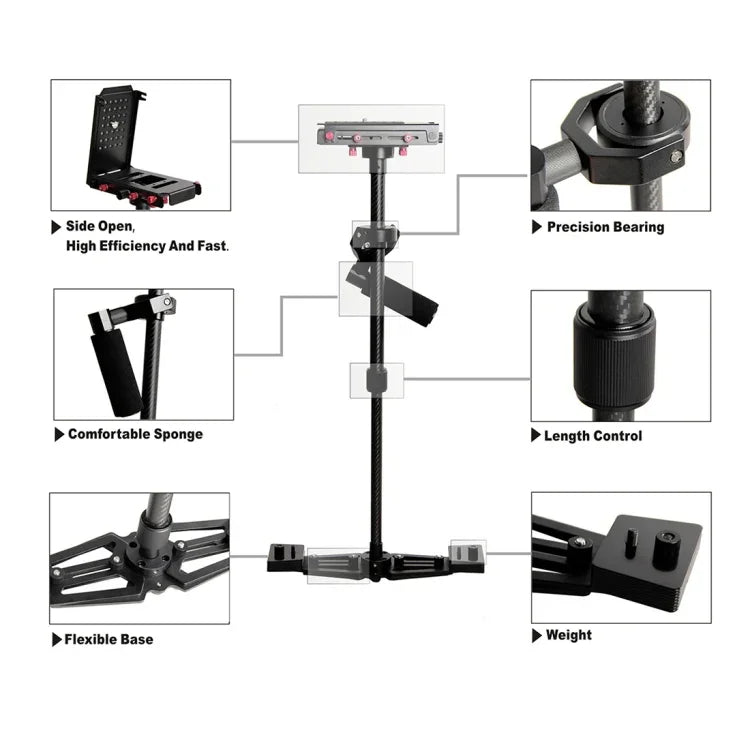 กันสั่นมืออาชีพขาตั้งกล้องอลูมิเนียม + คาร์บอนไฟเบอร์ YELANGU YLG0107K 40-67cm สำหรับกล้อง DSLR DV