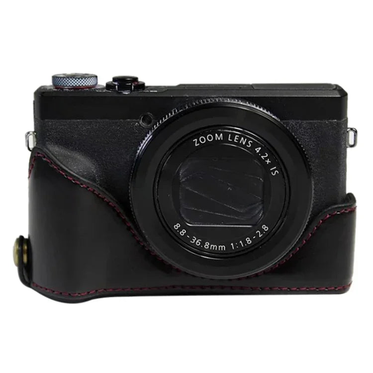 ฐานเคสหนัง PU ครึ่งตัวพร้อมเกลียว 1/4 นิ้วสำหรับ Canon G7 X Mark III / G7 X3, สำหรับ Canon G7 X Mark III / G7 X3, สำหรับ Canon G7 X Mark III