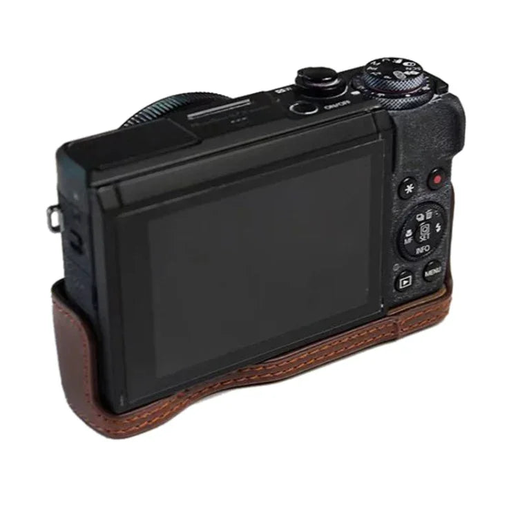 ฐานเคสหนัง PU ครึ่งตัวพร้อมเกลียว 1/4 นิ้วสำหรับ Canon G7 X Mark III / G7 X3, สำหรับ Canon G7 X Mark III / G7 X3, สำหรับ Canon G7 X Mark III