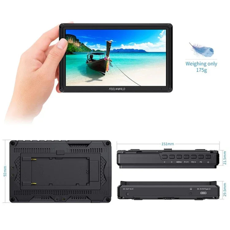 จอมอนิเตอร์กล้อง DSLR FEELWORLD FW568 V3 ขนาด 6 นิ้ว 3D LUT, IPS Full HD 1920 x 1152, รองรับ HDMI เข้า-ออก พร้อมแขนปรับเอียง