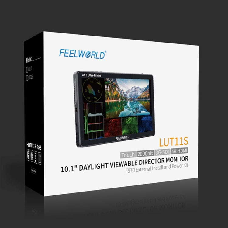 FEELWORLD LUT11S จอทัชสกรีนขนาด 10.1 นิ้ว ความสว่างสูงพิเศษ 2000nit มอนิเตอร์กล้อง DSLR ฟิลด์, 3G-SDI 4K HDMI อินพุตเอาต์พุต 1920 x 1200 จอ IPS, LUT11S