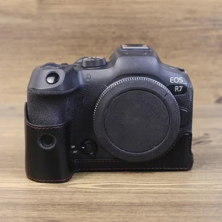 ฐานเคสหนัง PU ครึ่งตัวพร้อมเกลียว 1/4 นิ้ว สำหรับ Canon EOS R7, สำหรับ Canon EOS R7