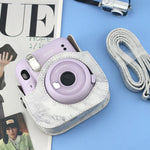 เคสหนังเต็มตัวลายหินอ่อนพร้อมสายสะพายสำหรับกล้อง FUJIFILM instax mini 11 / 9 / 8
