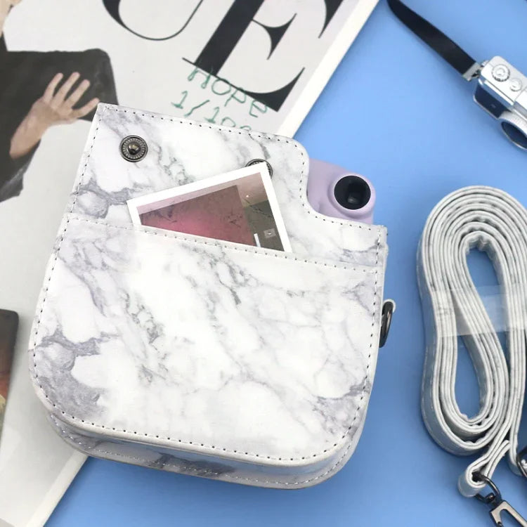 เคสหนังเต็มตัวลายหินอ่อนพร้อมสายสะพายสำหรับกล้อง FUJIFILM instax mini 11 / 9 / 8