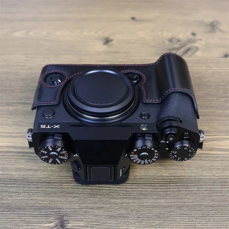 ฐานเคสหนัง PU ครึ่งตัวพร้อมเกลียว 1/4 นิ้วสำหรับกล้อง FUJIFILM X-T5, สำหรับ FUJIFILM X-T5