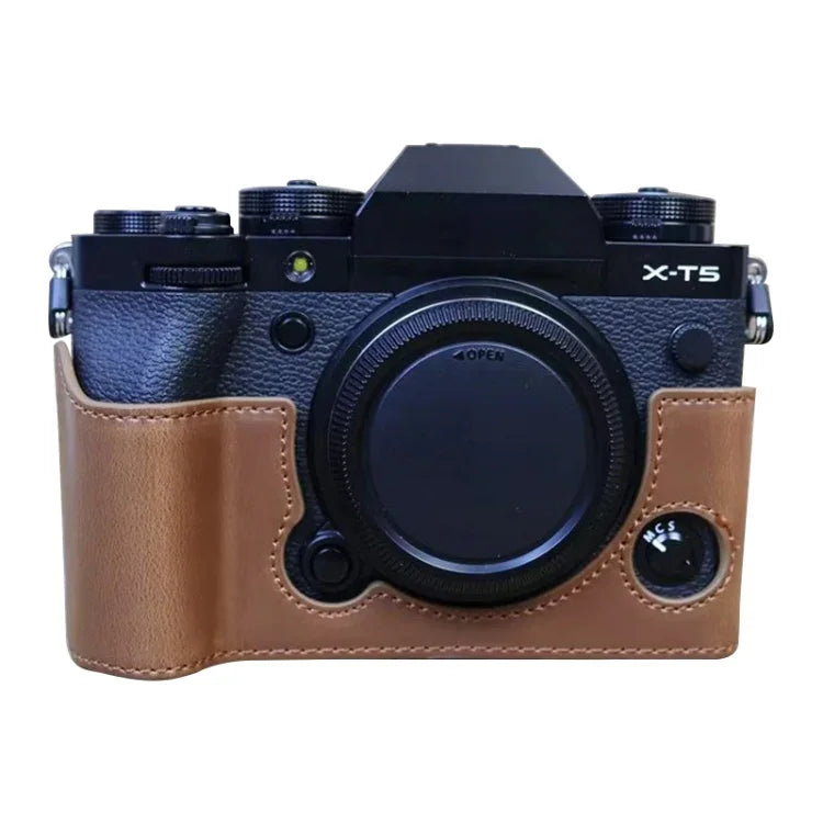 ฐานเคสหนัง PU ครึ่งตัวพร้อมเกลียว 1/4 นิ้วสำหรับกล้อง FUJIFILM X-T5, สำหรับ FUJIFILM X-T5