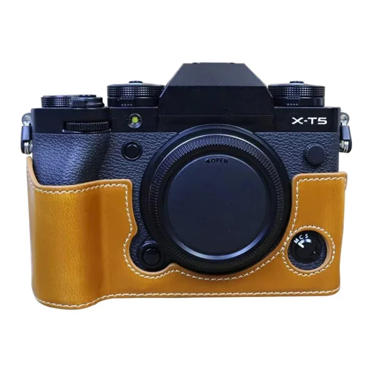 ฐานเคสหนัง PU ครึ่งตัวพร้อมเกลียว 1/4 นิ้วสำหรับกล้อง FUJIFILM X-T5, สำหรับ FUJIFILM X-T5