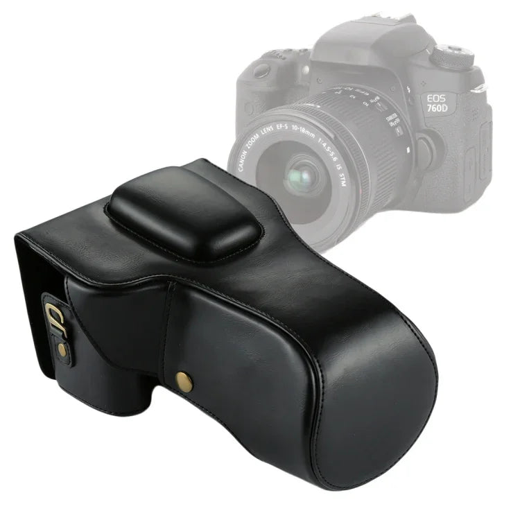 กระเป๋าเคสหนัง PU สำหรับกล้องเต็มตัว Canon EOS 760D / 750D (เลนส์ 18-135mm), สำหรับ EOS 760D