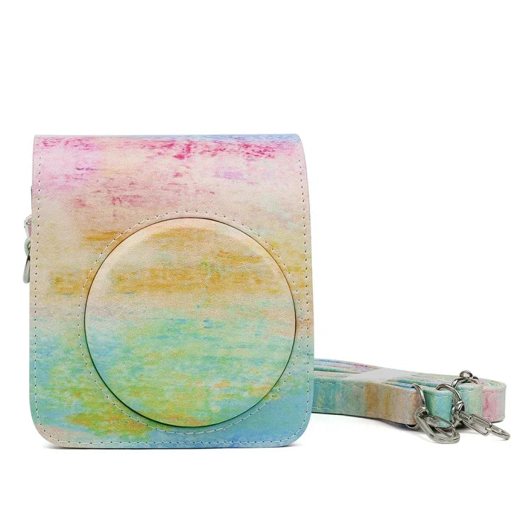 กระเป๋าเคสกล้องหนัง PU ลายภาพวาดน้ำมันรุ้ง สำหรับกล้อง FUJIFILM Instax Mini70, ลายภาพวาดน้ำมันรุ้ง