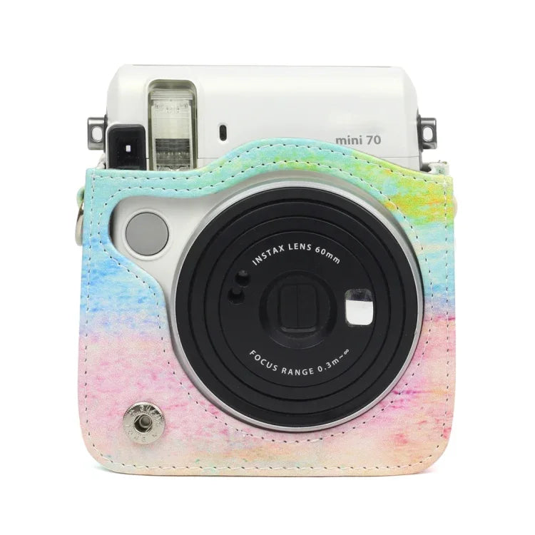 กระเป๋าเคสกล้องหนัง PU ลายภาพวาดน้ำมันรุ้ง สำหรับกล้อง FUJIFILM Instax Mini70, ลายภาพวาดน้ำมันรุ้ง