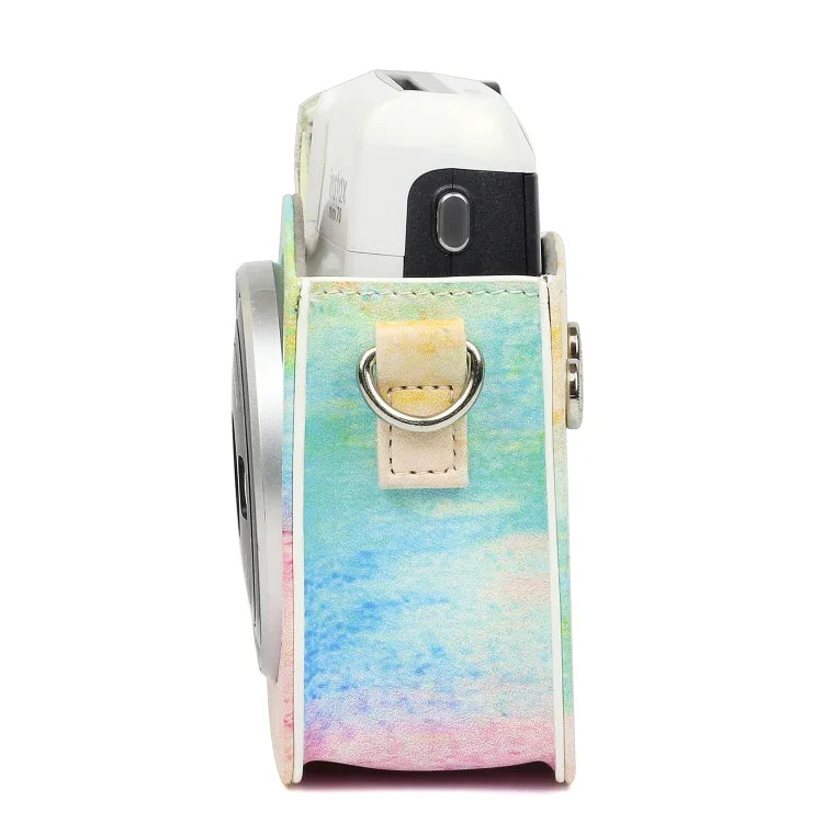 กระเป๋าเคสกล้องหนัง PU ลายภาพวาดน้ำมันรุ้ง สำหรับกล้อง FUJIFILM Instax Mini70, ลายภาพวาดน้ำมันรุ้ง